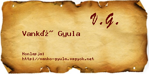 Vankó Gyula névjegykártya